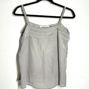 Silk Studio 8/ M 100% Pure Grey Cami Tank Top Shell Sleeveless Pleated Luxury